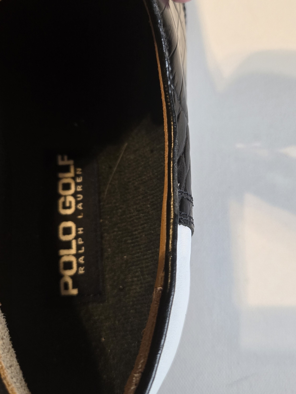 Ralph Lauren Black Croc-Embossed and White Two-Tone Leather Golf Shoes 8.5 - Picture 6 of 10